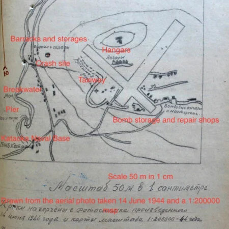 Archival diagram of the crash site
