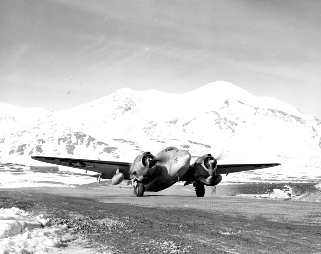 PV-1 of VB-139 BuNo 33278, call sign 25V, ready for take-off from runway on Attu, 1 March 1944